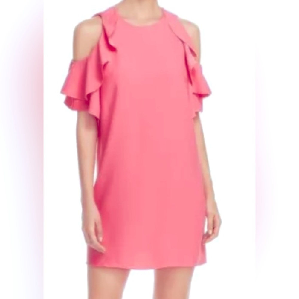 Kate Spade Crepe Cold Shoulder Dress - size S- coral pink - Picture 2 of 7